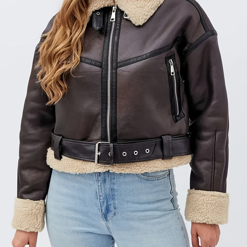 Cassidy | Women's Lined Moto Jacket – Cozy Winter Biker Jacket