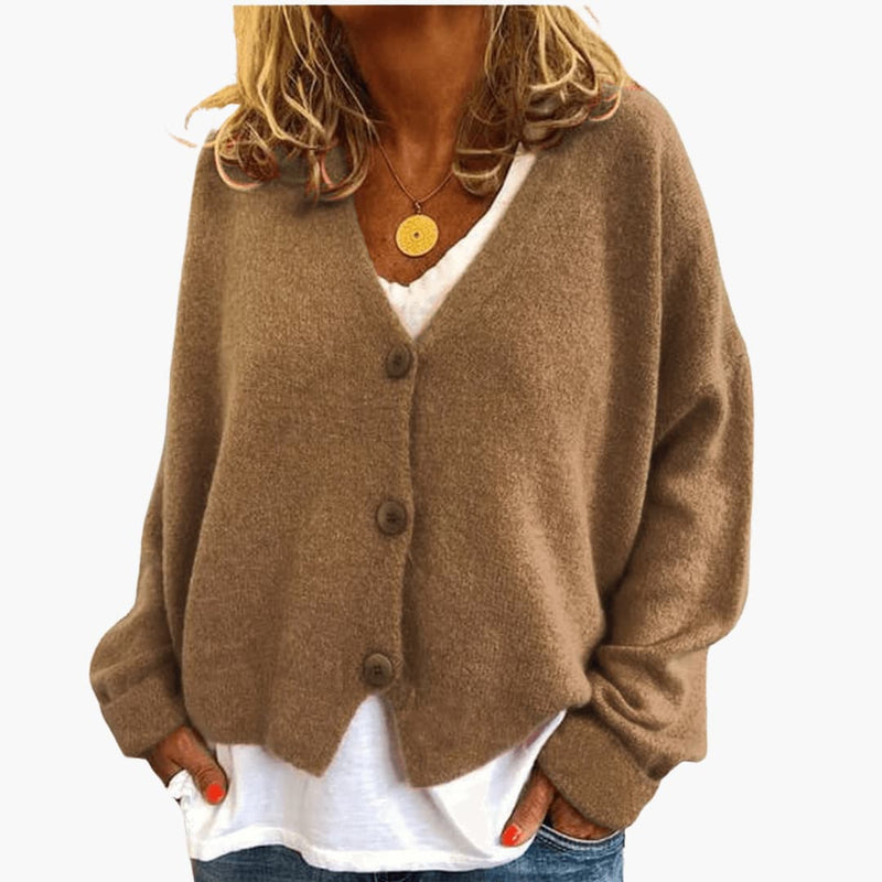 Brooke | Knitted Button Cardigan with V-Neckline and Long Sleeves