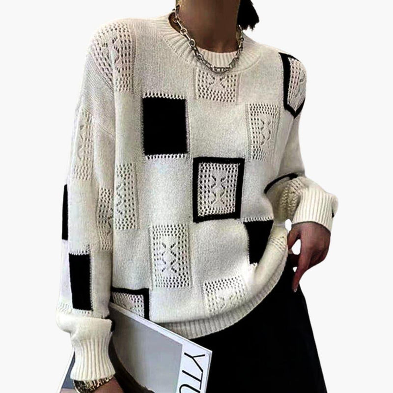 Verona | Patchwork Knit Jumper with Long Sleeves and Pullover Style