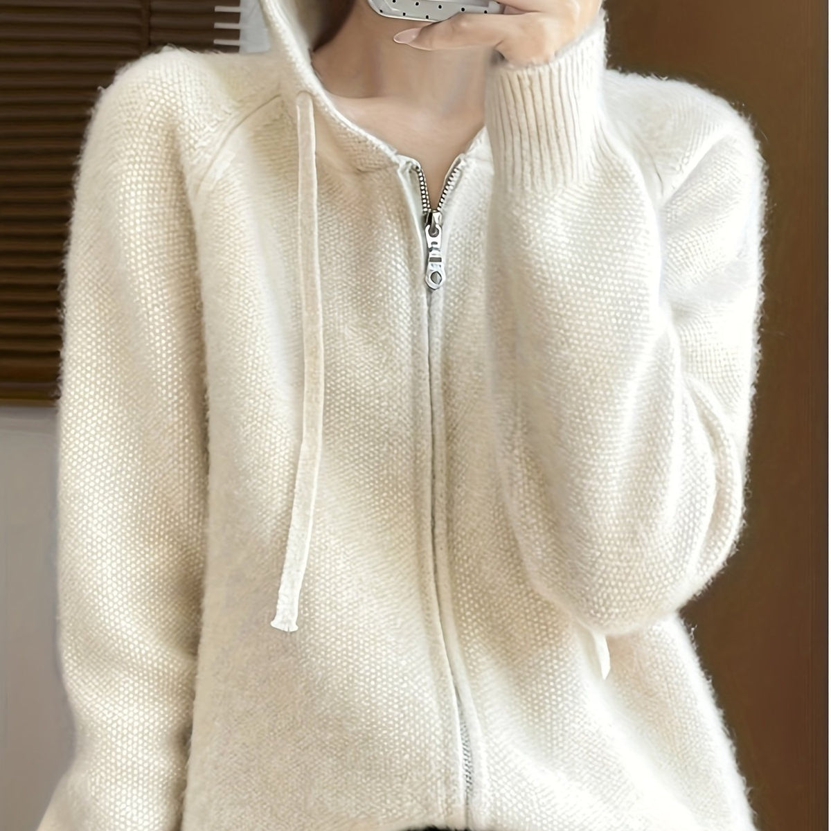 Belle | Women's Winter Cardigan – Hooded Zip-Up Cosy Layering