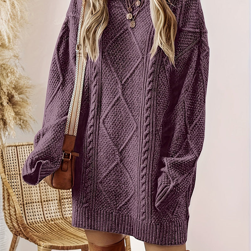 Tabitha | Women's Oversized Cable Knit Sweater Dress – Loose Winter Midi Dress