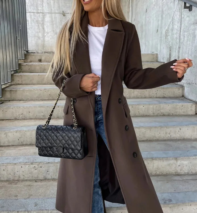 Isla | Women's Winter Coat – Long Lapel Button-Front