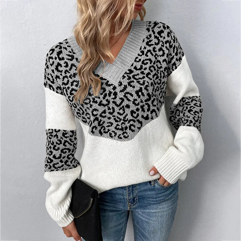 Josephine | Elegant V-neck Sweater Leopard