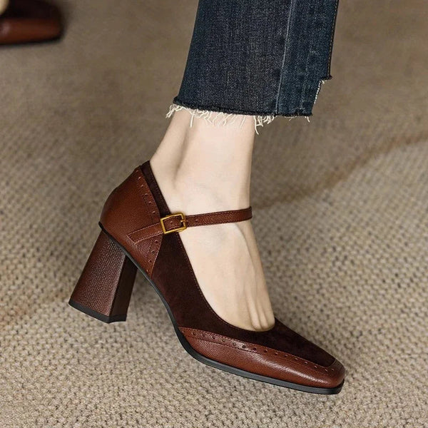 Cassandra | Brogue Leather Orthopedic Strap Shoes