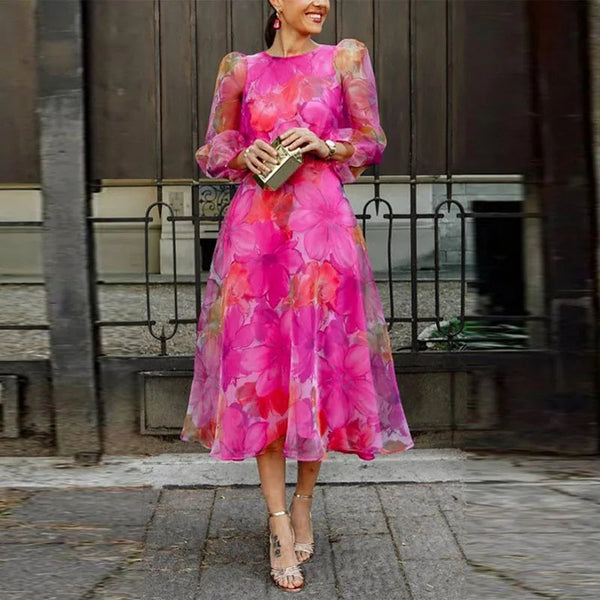 Joyce | Women's Floral Chiffon Midi Dress