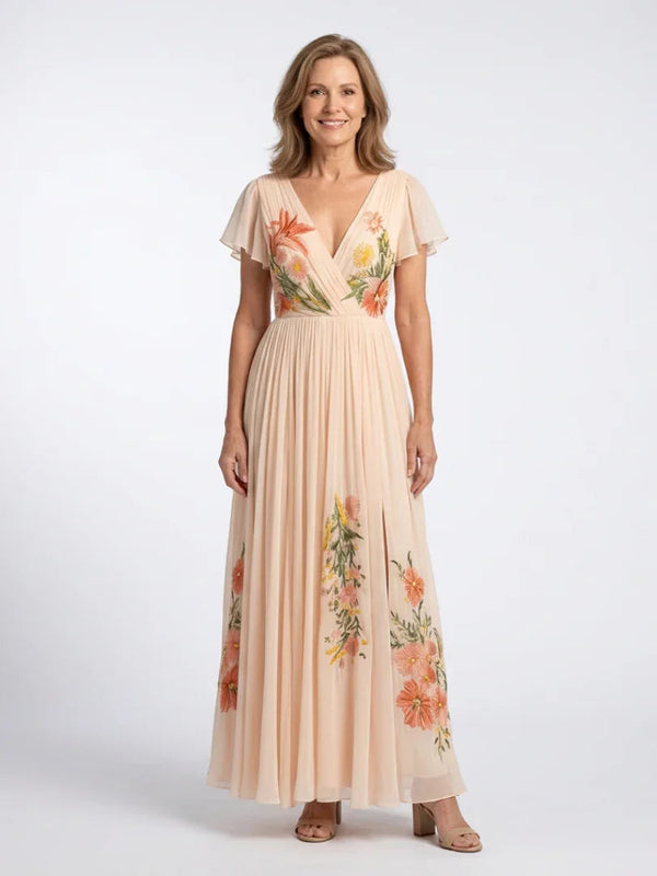 Calista | Floral Pleated Maxi Dress