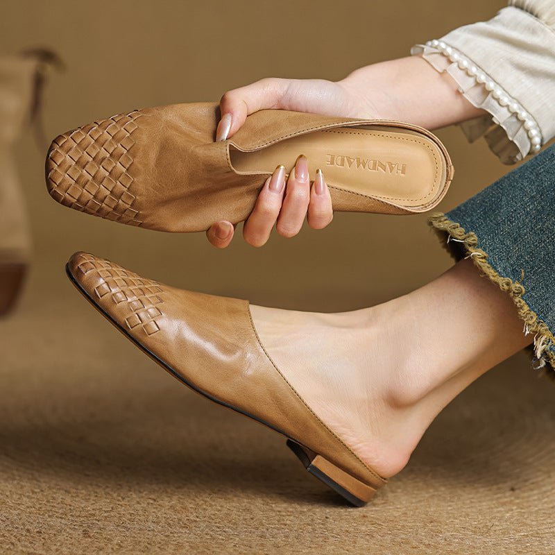 Jacinda | Woven Leather Mule Flats