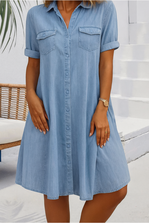 Honora | Denim-Look Button-Down Dress