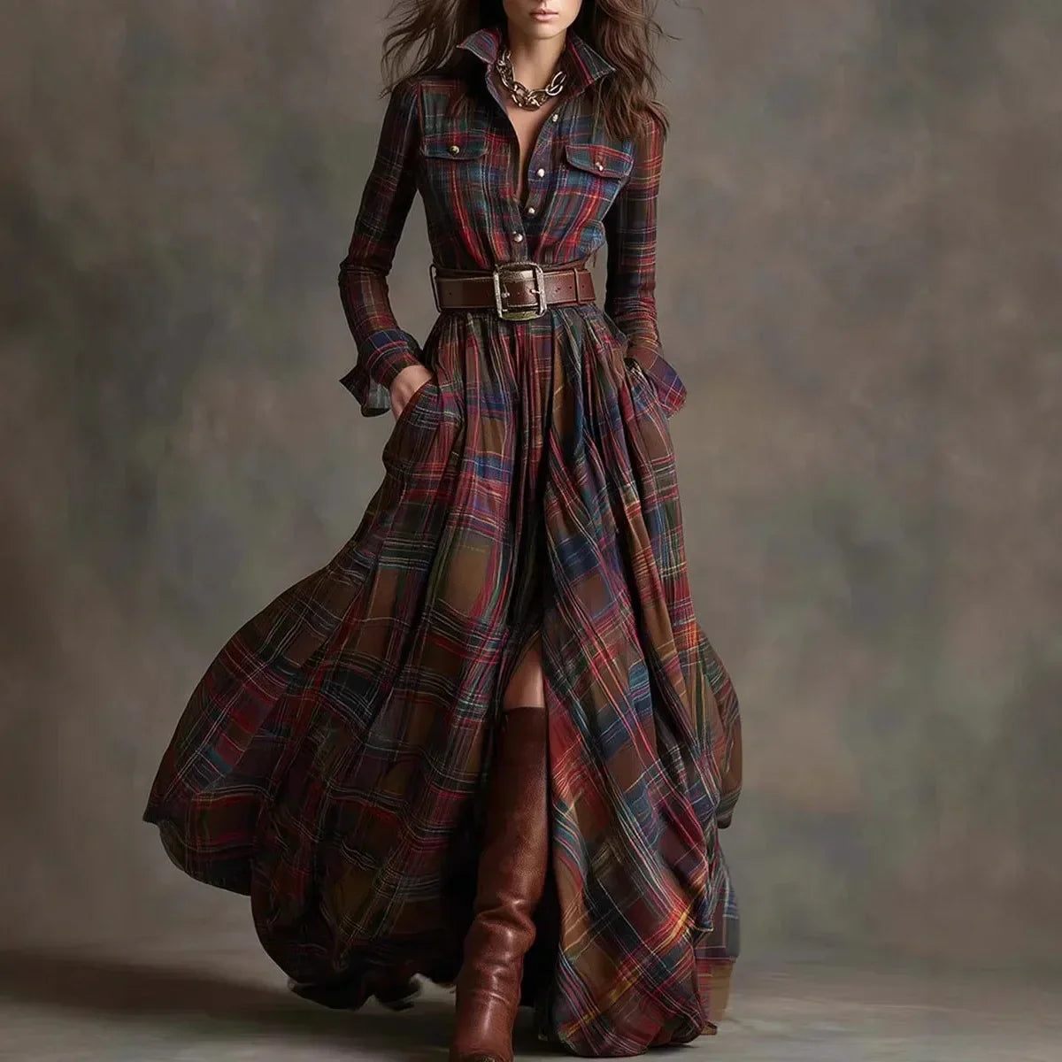 Dixie | Plaid Maxi Dress
