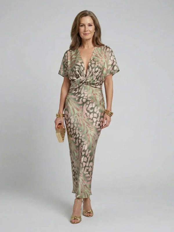 Genevra | Elegant Abstract-Print Midi Dress