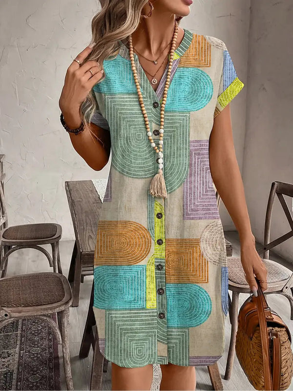 Katherine | Women's Vibrant Geometric Print Mini Dress