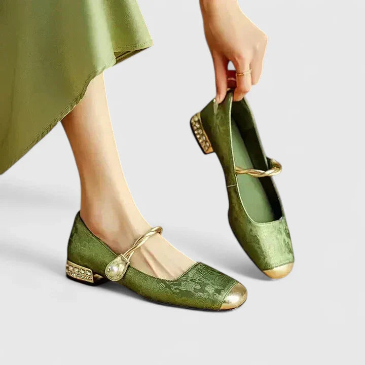 Women's Vintage Leather Mary Jane Shoes | Elegant Comfortable Low Block Heels