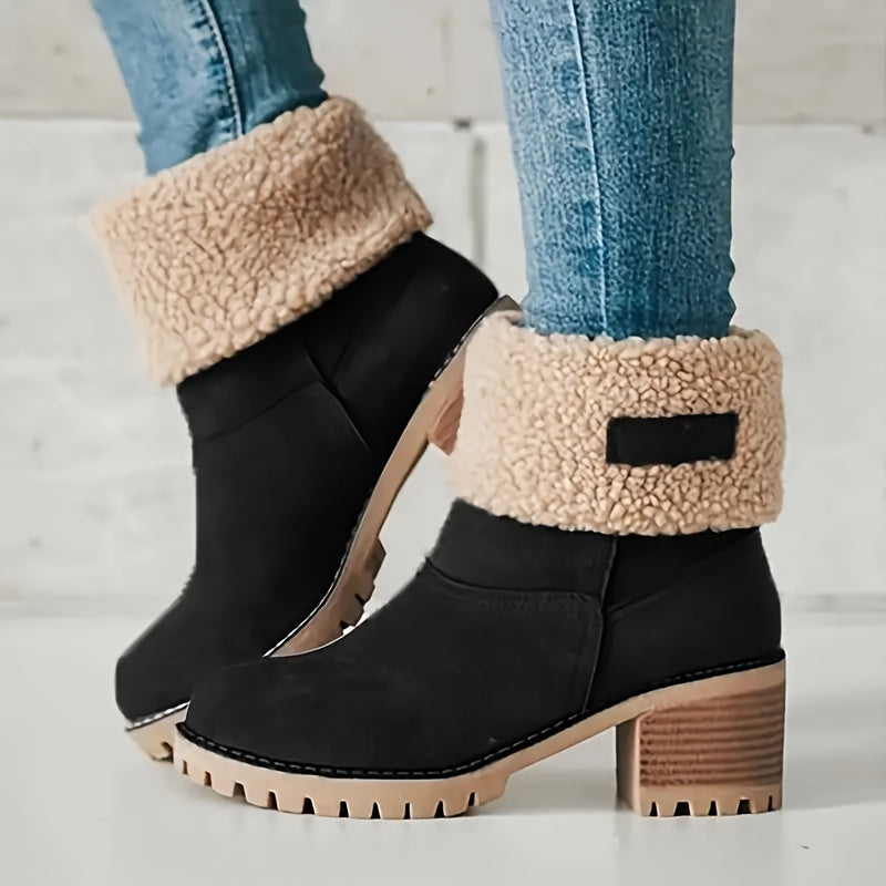 Xiomara | Fleece Lined Ankle Boots with Block Heel