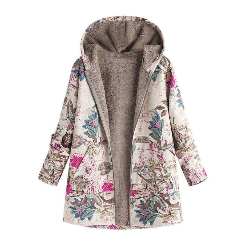 Bonnie | Women's Puffer Jacket – Hooded Floral Winter, Plus Size