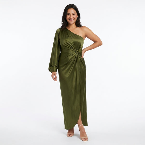 Women's Elegant One-Shoulder Maxi Dress | Flowing Sleeves Comfortable Evening Gown