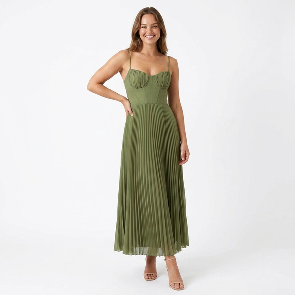 Women's Soft Pleated Maxi Dress | Elegant Flowing Evening Gown