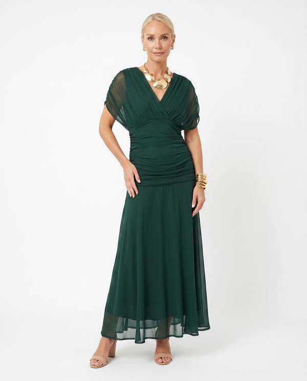 Women's Flowing Chiffon Maxi Dress | Elegant V-Neck Summer Gown for Special Occasions
