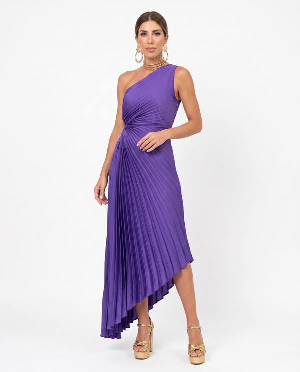 Women's Chic Asymmetrical Midi Dress | Elegant One-Shoulder Evening Gown