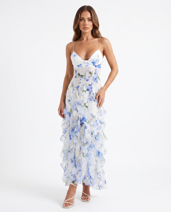 Women's Floral Lace Maxi Dress | Elegant Summer Wedding Guest Outfit