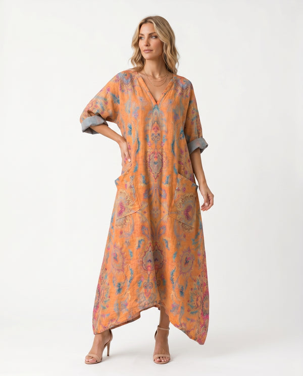 Women's Lightweight Paisley Print Maxi Dress | Vibrant Oversized Summer Style