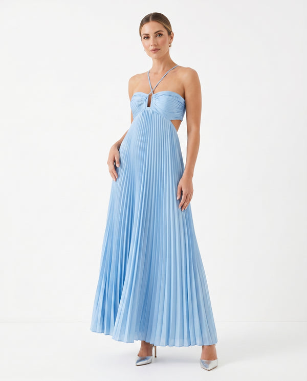 Women's Lightweight Flowing Maxi Dress | Elegant Halter Neck Summer Gown