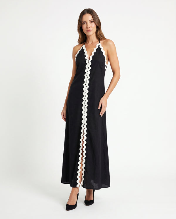 Women's Flowing Fabric Maxi Dress | Elegant Long Sleeve Formal Dress for Wedding Guests