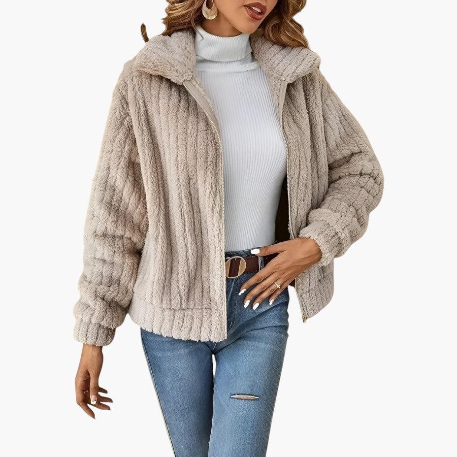 Seraphine | Longline Fleece Cardigan with Open-Front and Long Sleeves