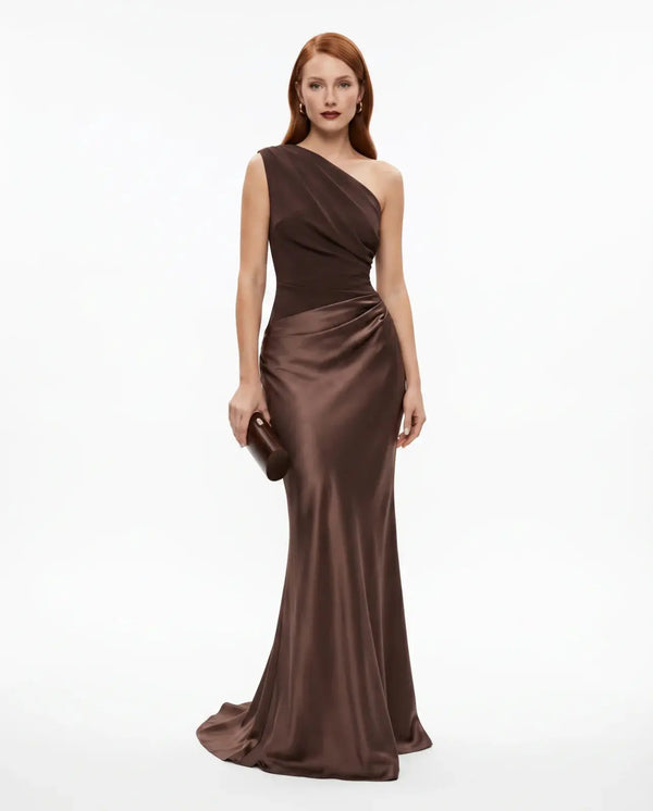 Olivia | One-Shoulder Satin Maxi Dress
