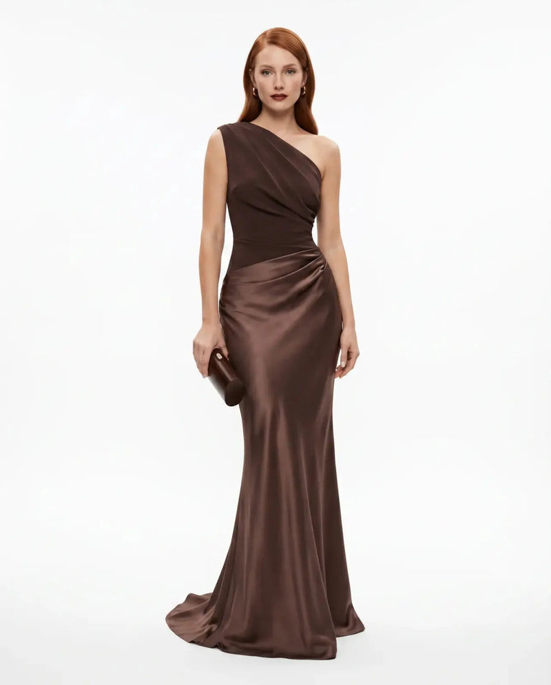 Olivia | One-Shoulder Satin Maxi Dress