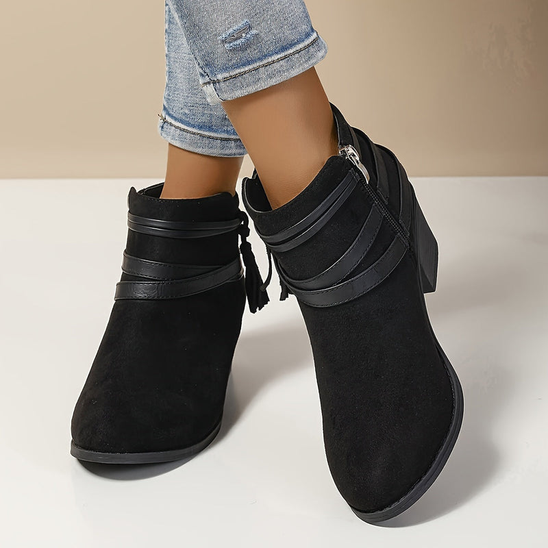 Giacinta | Tassel Ankle Boots with Block Heel