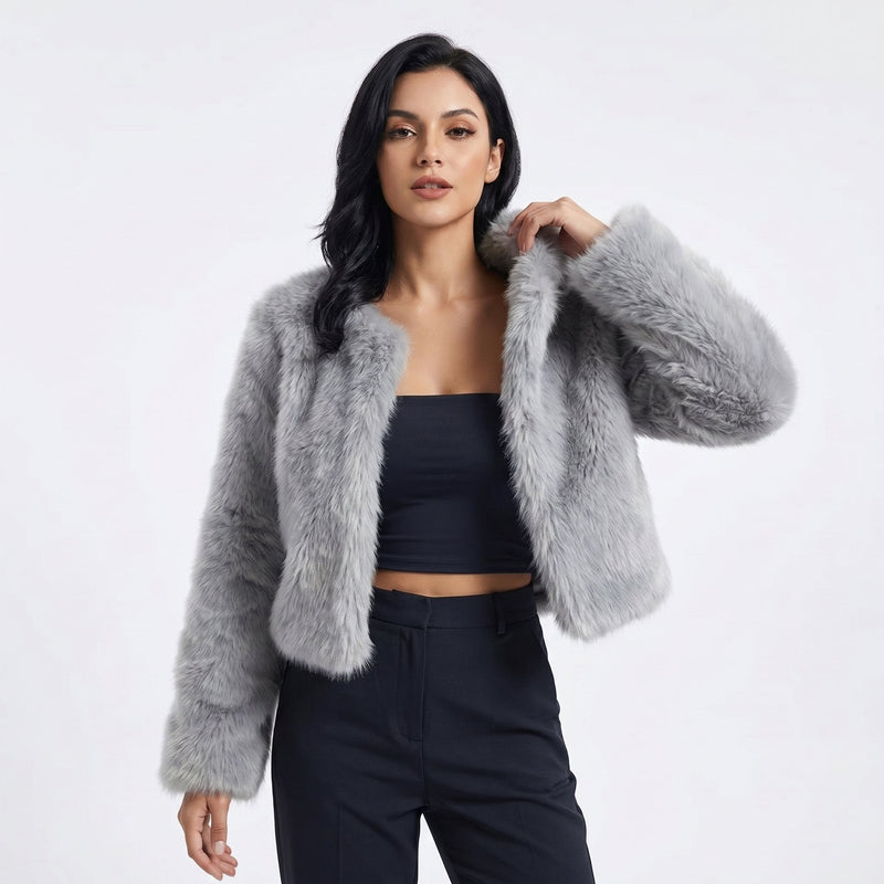 Lorna | Women's Faux Fur Coat – Cropped Short Jacket