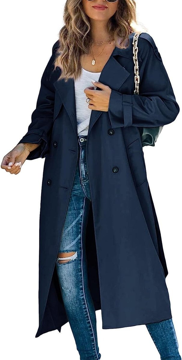 Rosalind | Women's Trench Coat – Oversized Double-Breasted Belted Longline