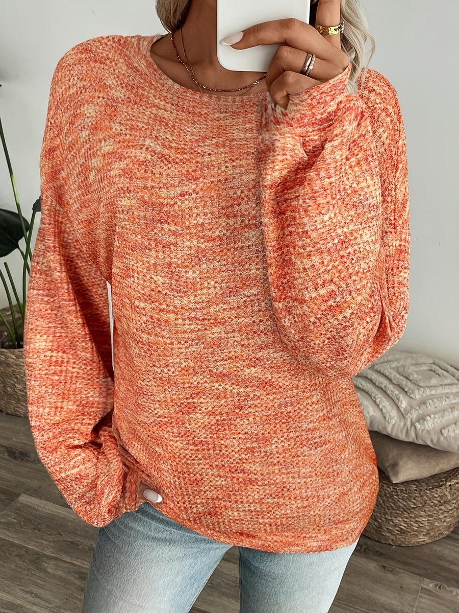 Katrina | Women's Waffle Knit Sweater – Relaxed Cozy Pullover view 6