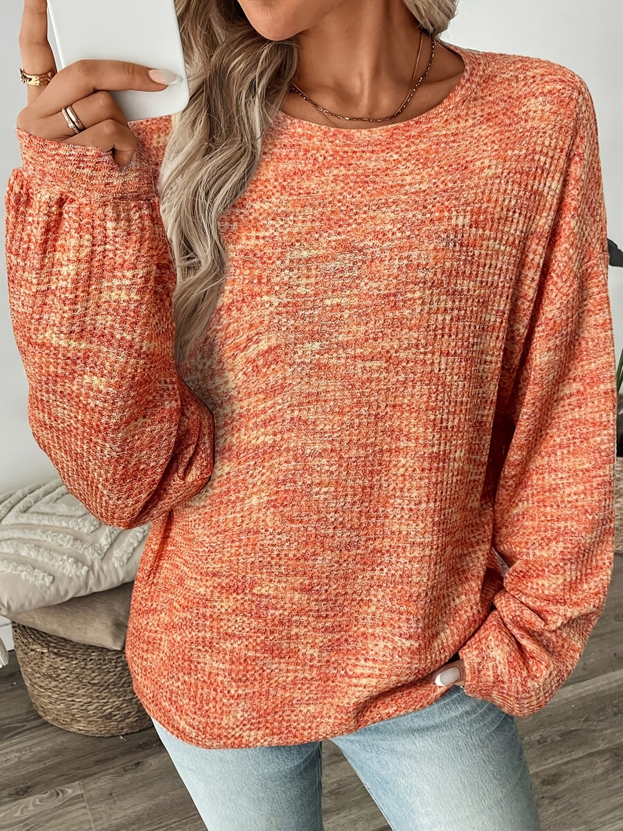 Katrina | Women's Waffle Knit Sweater – Relaxed Cozy Pullover view 3