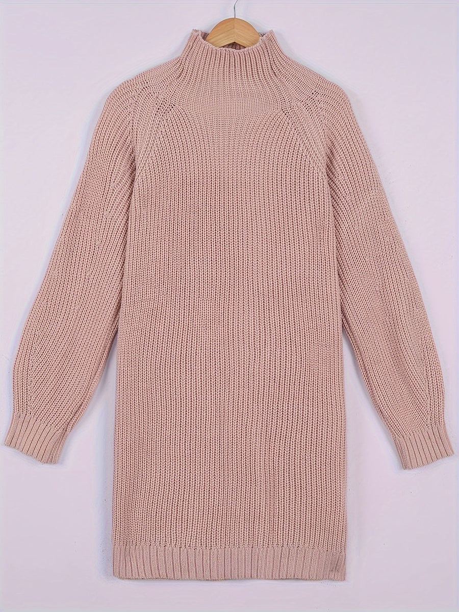Rosabel | Women's Plus Size Sweater Dress – Half Turtleneck Relaxed Knit Dress view 8