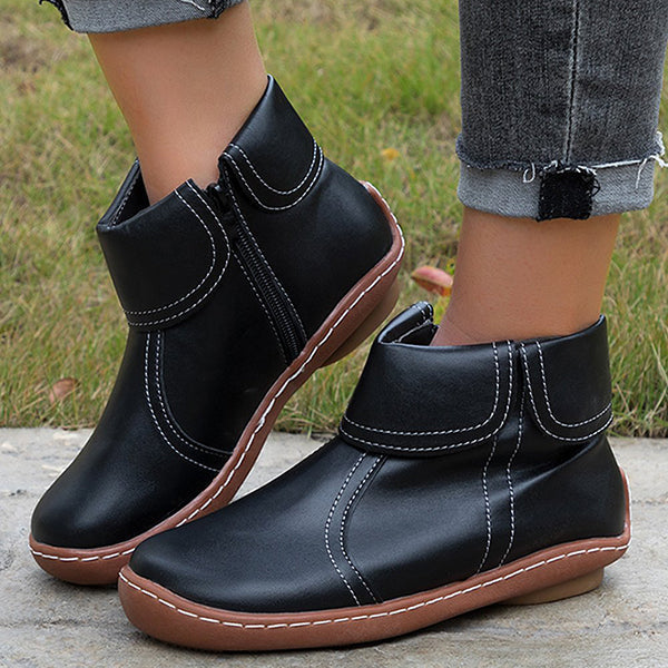 Camilla | Vintage-Style Contrast Stitching Boots view 5
