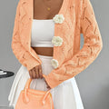 Heidi | Women's Winter Cardigan – Crochet Knit 3D Floral Buttons