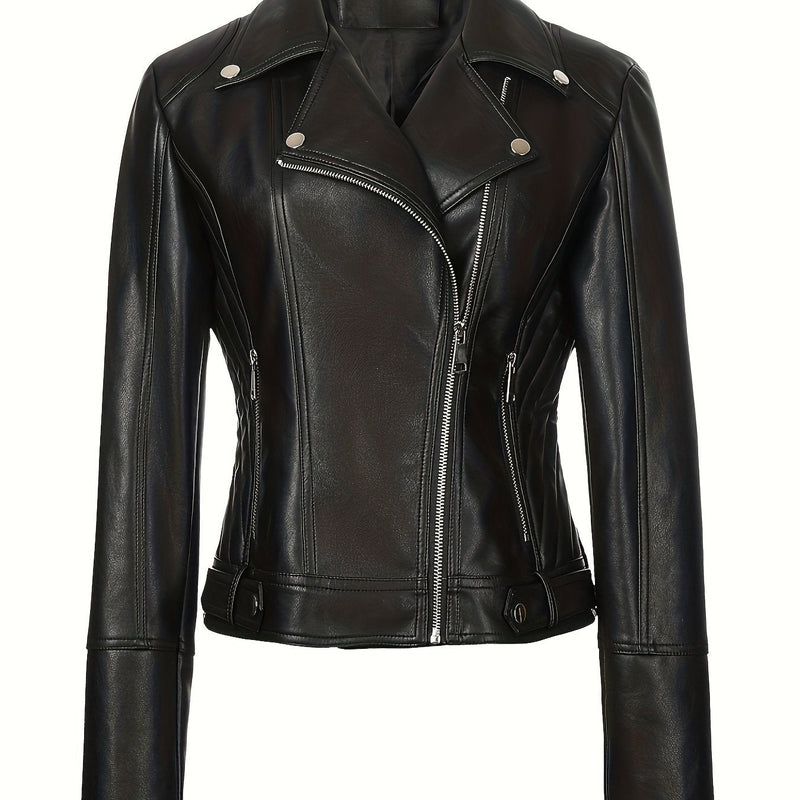 Mabel | Women's Moto Jacket – Sculpted Zip Front Tailored Biker Jacket