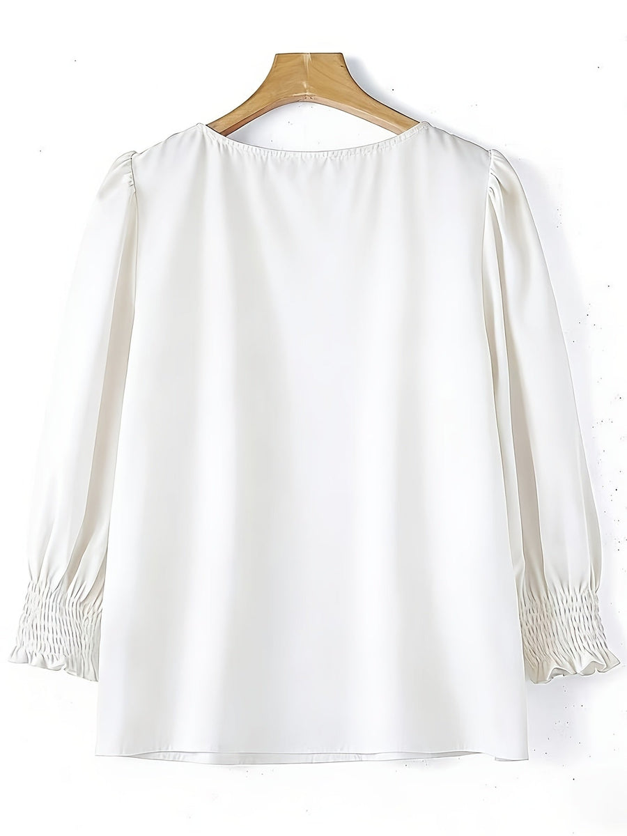 Ellen | Women's Puff Sleeve Blouse – Elegant Long Sleeve Dressy Top view 19