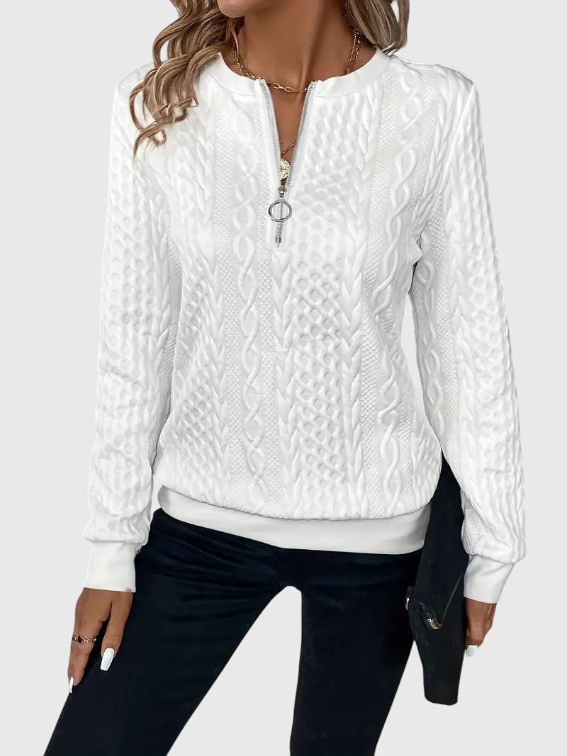Casimira | Cable Knit Quarter-Zip Sweater view 7