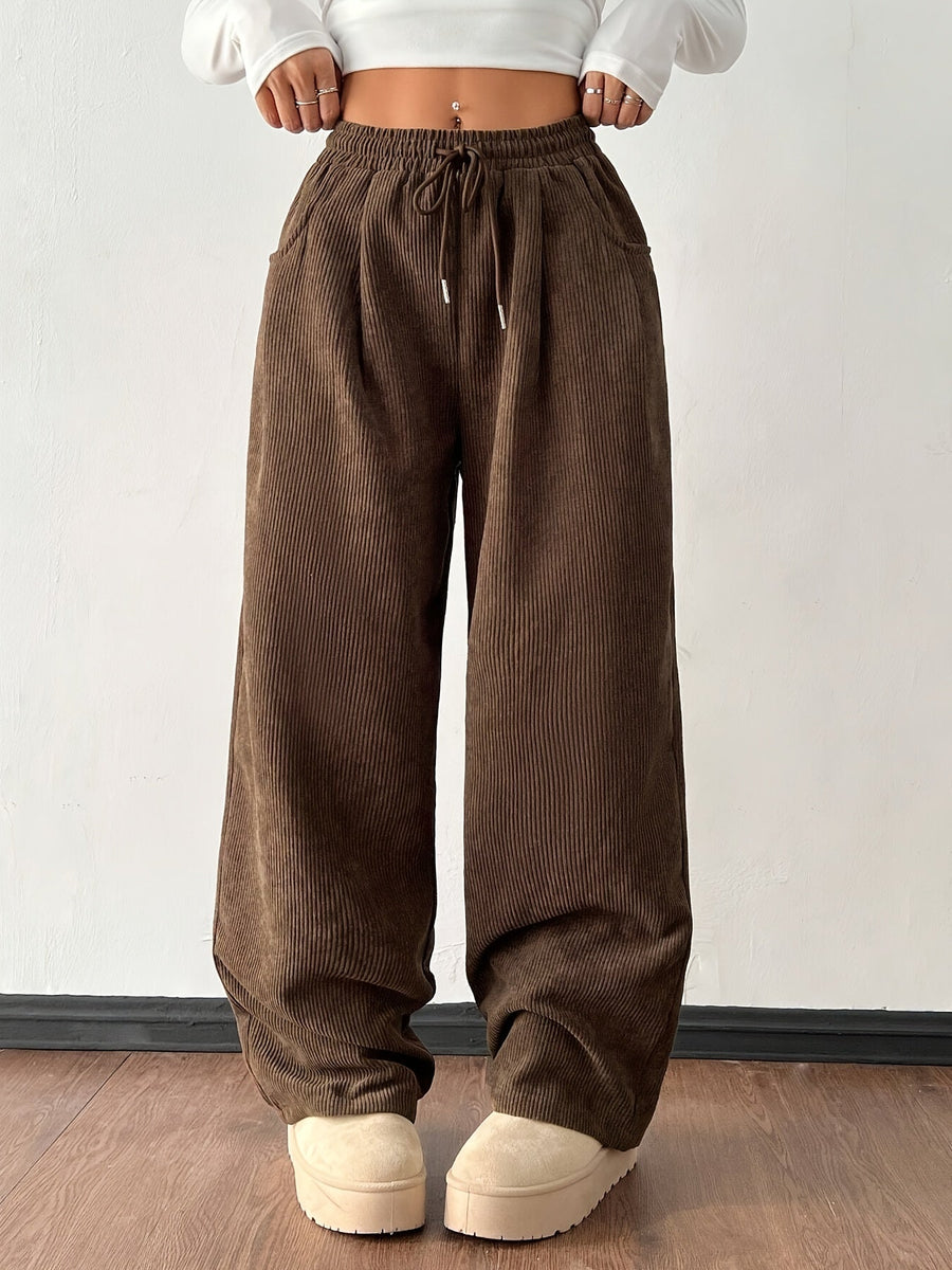 Tallulah | Women's Wide Leg Pants – Relaxed High Waisted Textured Trousers view 5