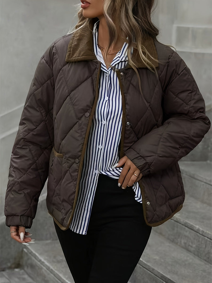 Imogen | Women's Quilted Jacket – Diamond Quilted Padded Winter Coat view 5
