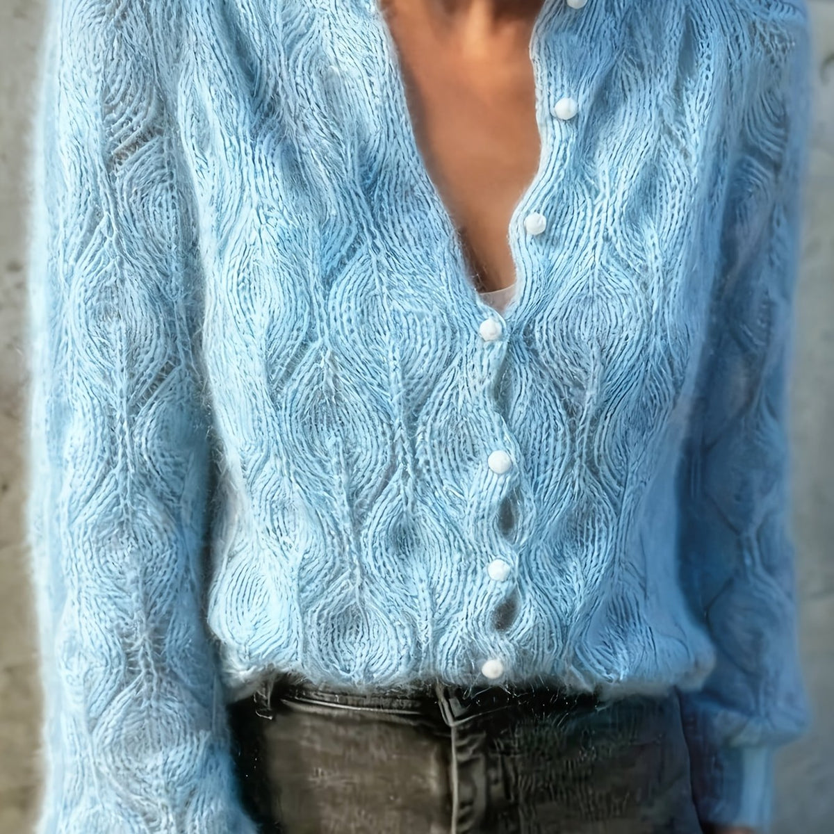 Goldie | Women's Winter Cardigan – Mink-Soft Pearl Button