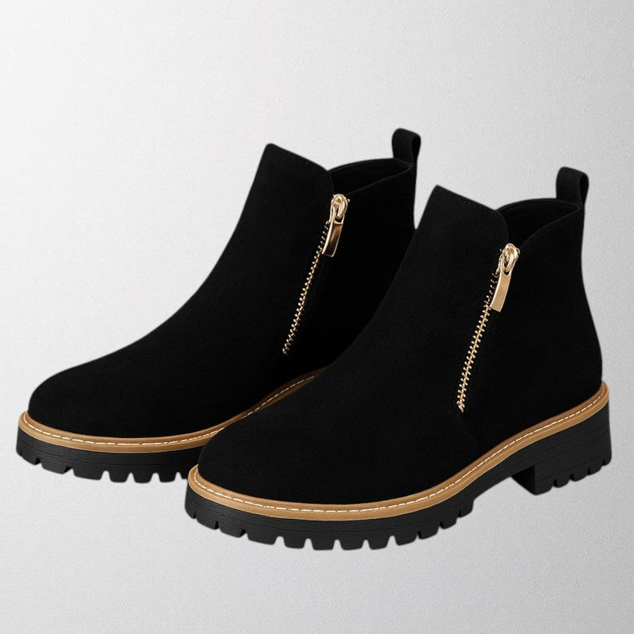 Griet | Side Zipper Closure Rounded Toe Boots view 7