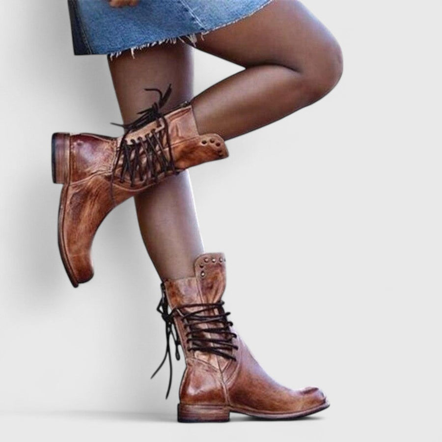 Demi | Lace-Up Stud Detail Boots view 5