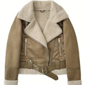 Clara | Women's Aviator Jacket – Belted Cozy Winter Coat