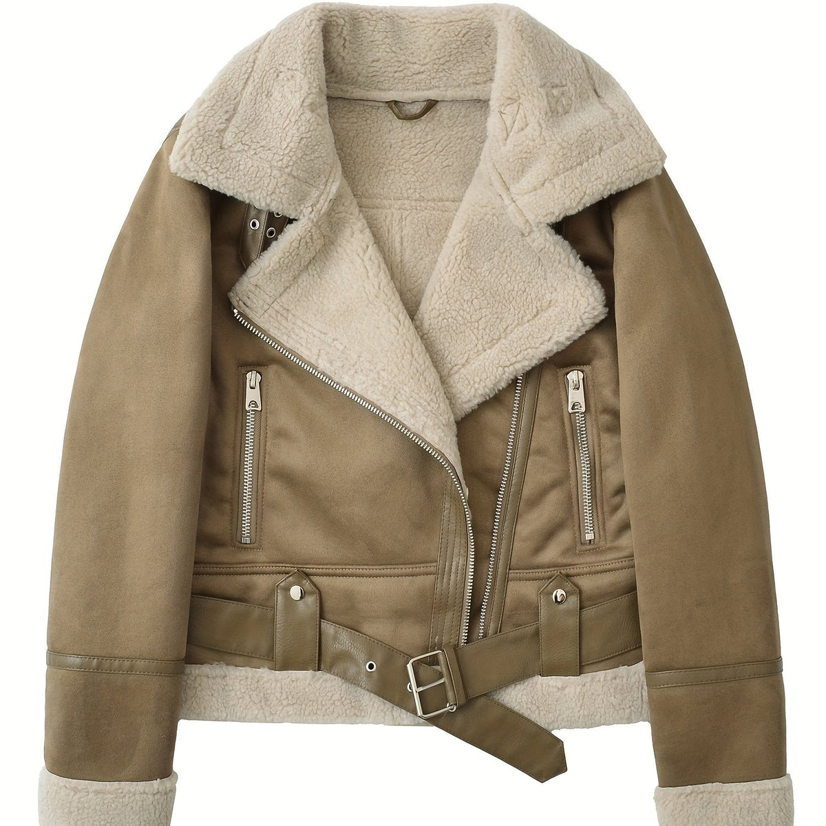 Clara | Women's Aviator Jacket – Belted Cozy Winter Coat