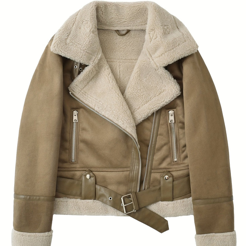 Clara | Women's Aviator Jacket – Belted Cozy Winter Coat