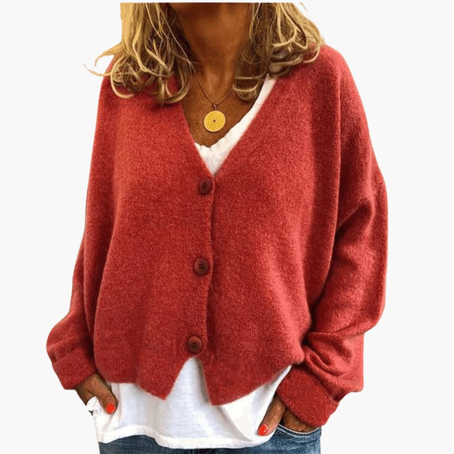Brooke | Knitted Button Cardigan with V-Neckline and Long Sleeves view 7