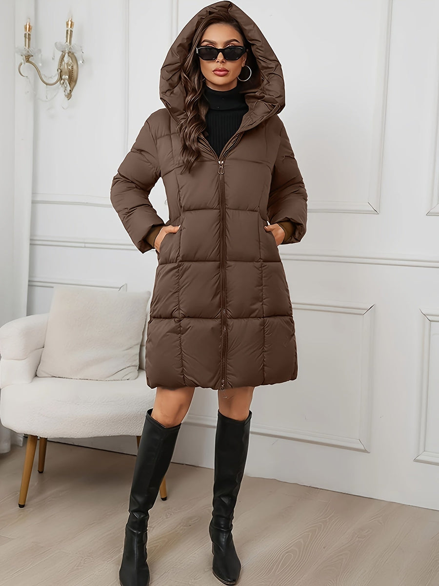 Camilla | Women's Long Puffer Coat – Hooded Quilted Winter Parka view 4